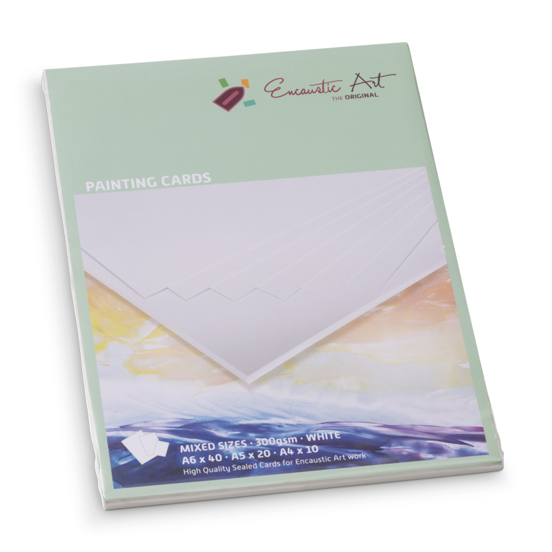 Encaustic Art Painting Cards - assorted sizes - 70 pieces - white image