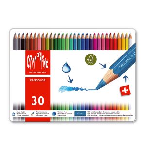 Caran d'Ache Fancolor Watercolor Pencils - Tin Case - 30 assorted colors