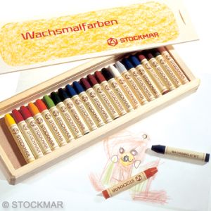 Stockmar Wax Stick Crayons Wooden Box - 24 assorted colors